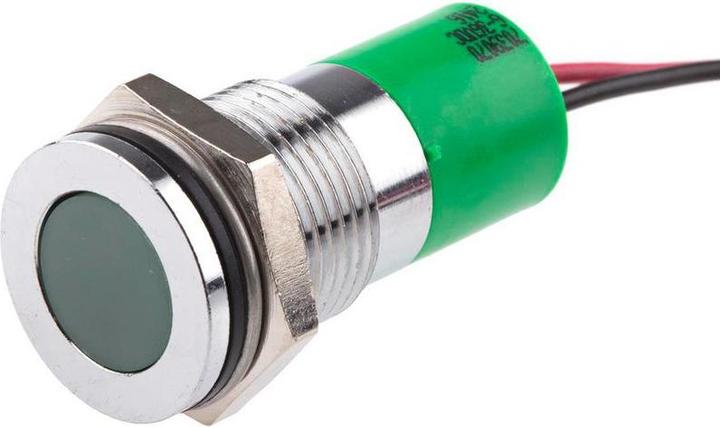 Produktbild RS PRO 14mm flush satin LED wires,green 6-36Vdc