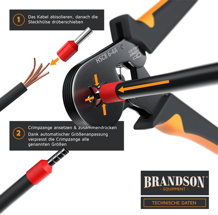 Actual product image Brandson Crimping pliers with wire end ferrules set (175 mm)