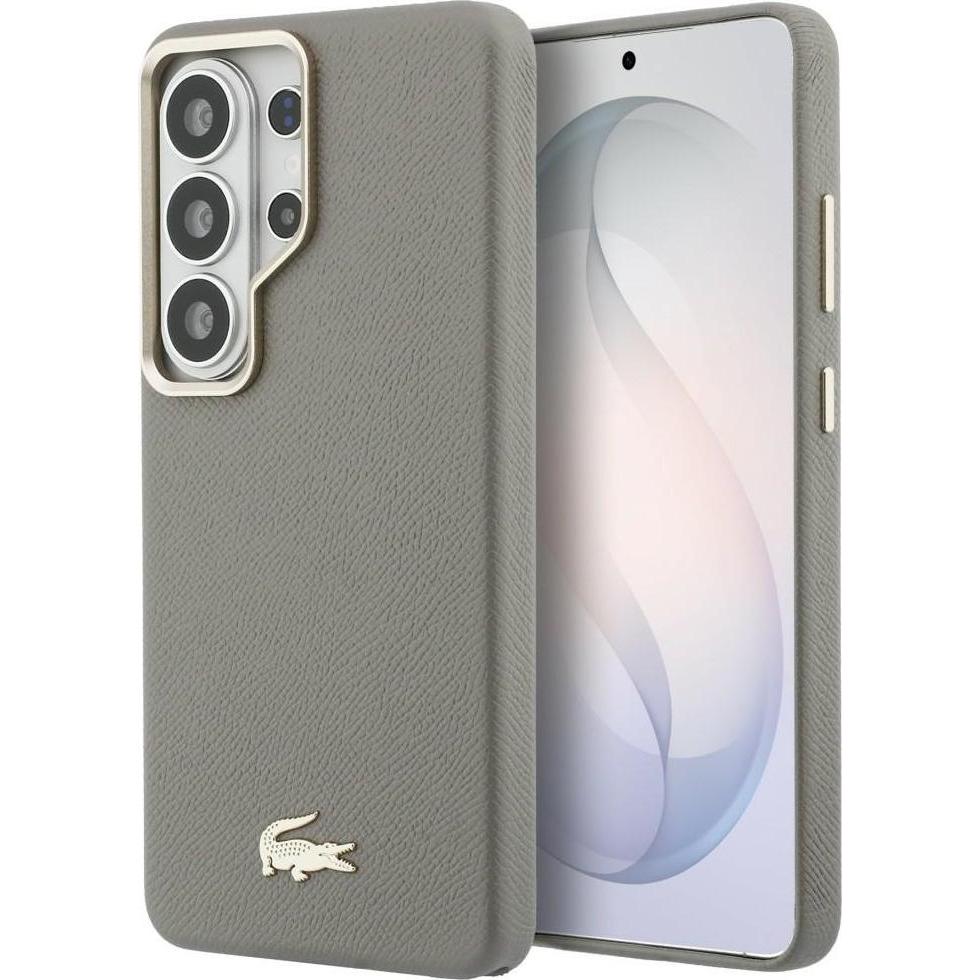 Lacoste Case Champs Elysees Gold Logo MagSafe for Samsung Galaxy S26 Ultra taupe (Samsung Galaxy S26 Ultra), Cover smartphone, Grigio