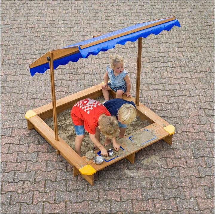 Actual product image SwingKing Wooden sandpit with water bowls and cover