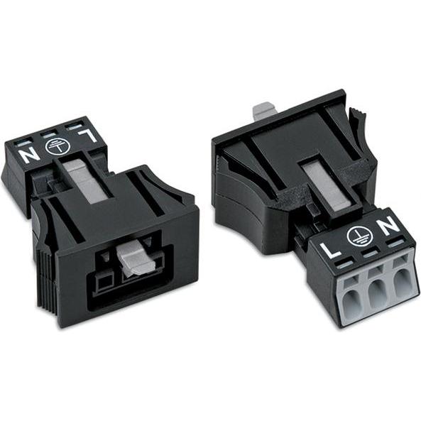 Wago WINSTA MINI Snap-In Buchsen-/Stecker - Serie 890, Elektronikkabel + Stecker, Schwarz