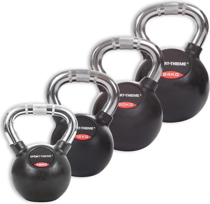 Sport-Thieme Kettlebell-Set Gummiert mit Chrom-Griff