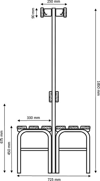 Actual product image Sypro Changing room bench for wet rooms with backrest, double-sided (40 cm, 28 cm)