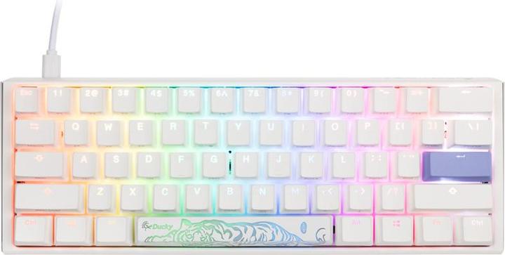 Actual product image Ducky One 3 Classic Pure White Mini Gaming Keyboard, RGB LED - MX-Speed-Silver (US) (US, Cable)
