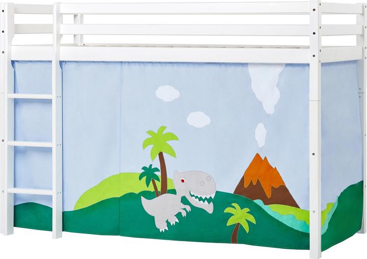 Hoppekids BUNDLE BASIC Mittel-hochbett 90x200 cm mit DINOSAUR Vorhang (90 x 200 cm)