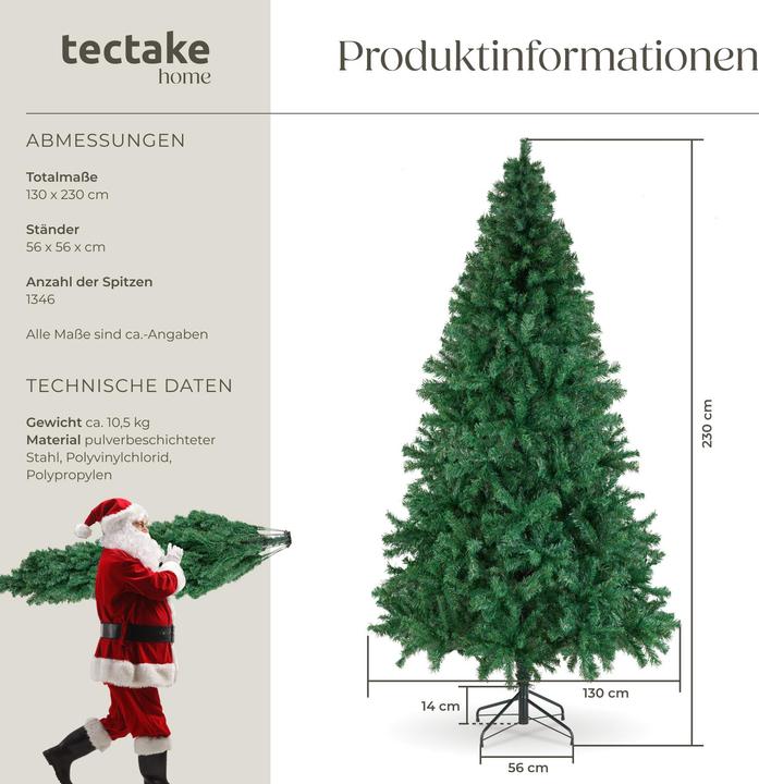 Produktbild tectake Künstlicher Weihnachtsbaum Dasher, naturgetreue Optik (230 cm)