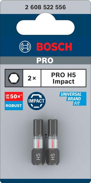 Energy Label Bosch Professional Zubehör PRO Hex Impact Bit, H5, 25 mm, 2 pcs. (25mm)