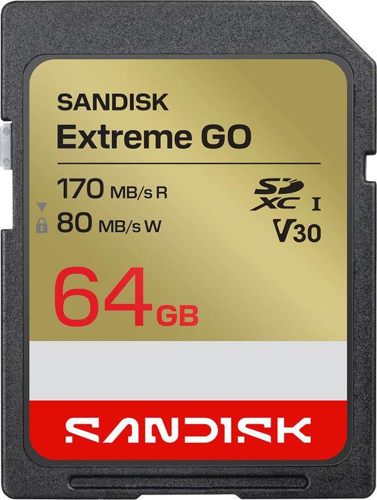 Produktbild SANDISK Extreme SD UHS-I 64GB 170MB/s/80MB/s (64 GB, SDXC, U3, UHS-I)
