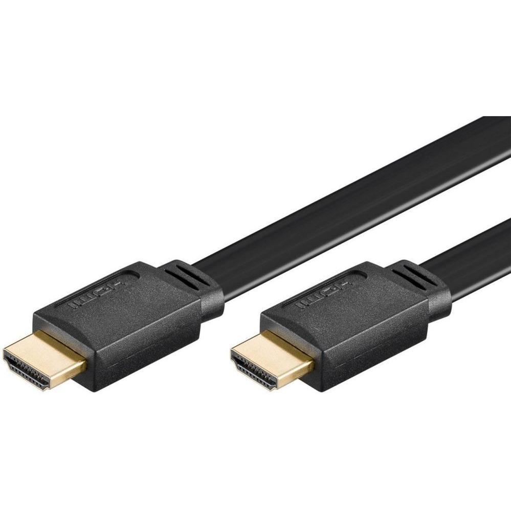 Goobay Cavo piatto HDMI™ ad alta velocità con Ethernet, nero, 1 m (1 m), Cavo video