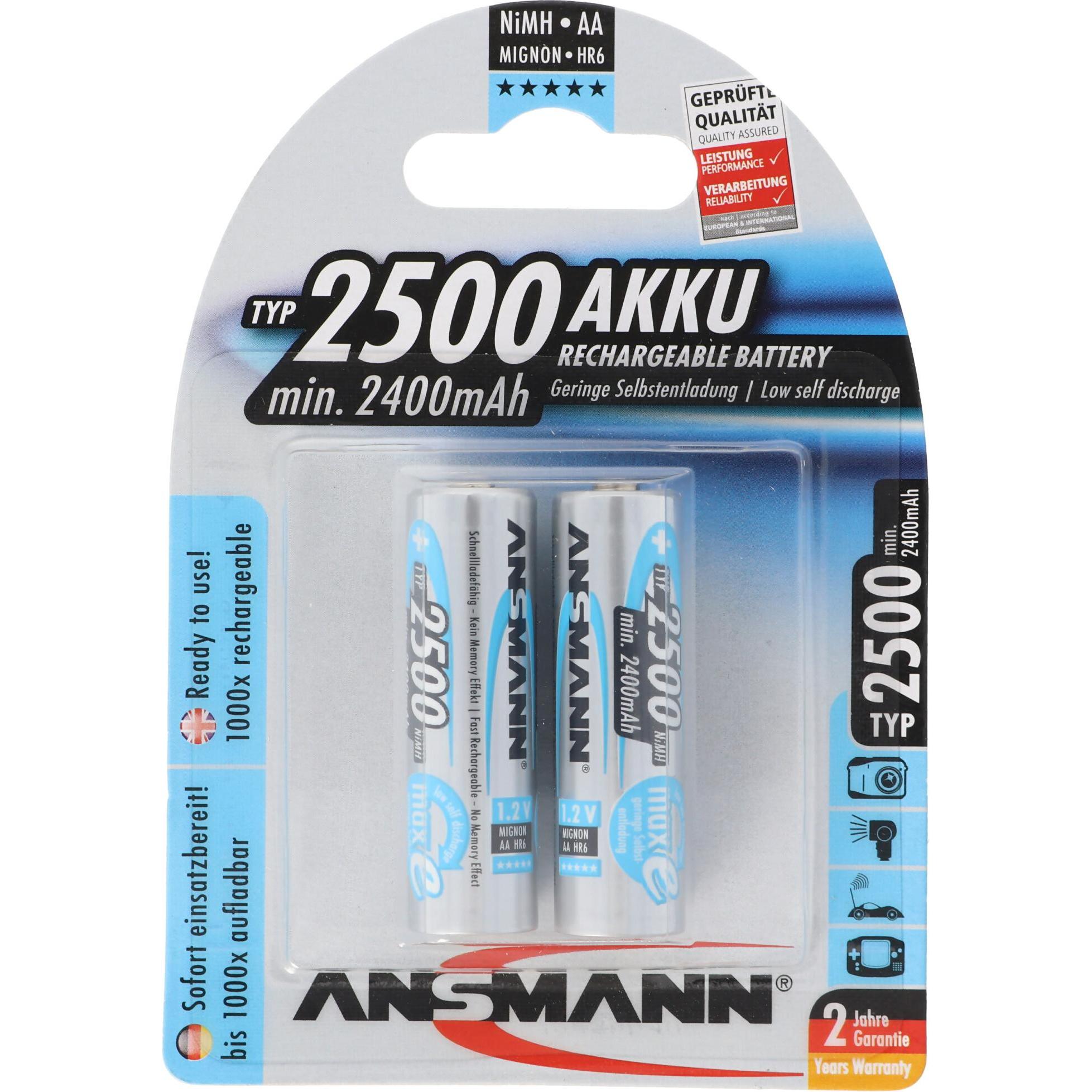 Ansmann AA (2 Stk., AA, 2400 mAh), Batterien + Akkus