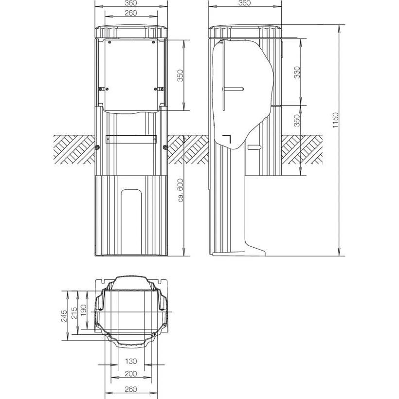 Hager HAG ZAL115P VerteilersÃ¤ule Baureihe 115 rund mit MP (Verteiler), Elektronikzubehör + Gehäuse, Grau