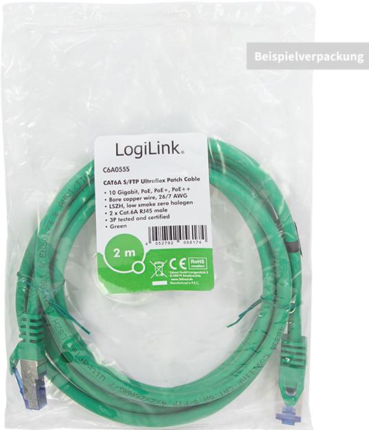 Actual product image LogiLink Patch cord Ultraflex Cat.6A S/FTP 10 m green withCat.7 raw cable extra flexible & (S/FTP, CAT6a, 10 m)