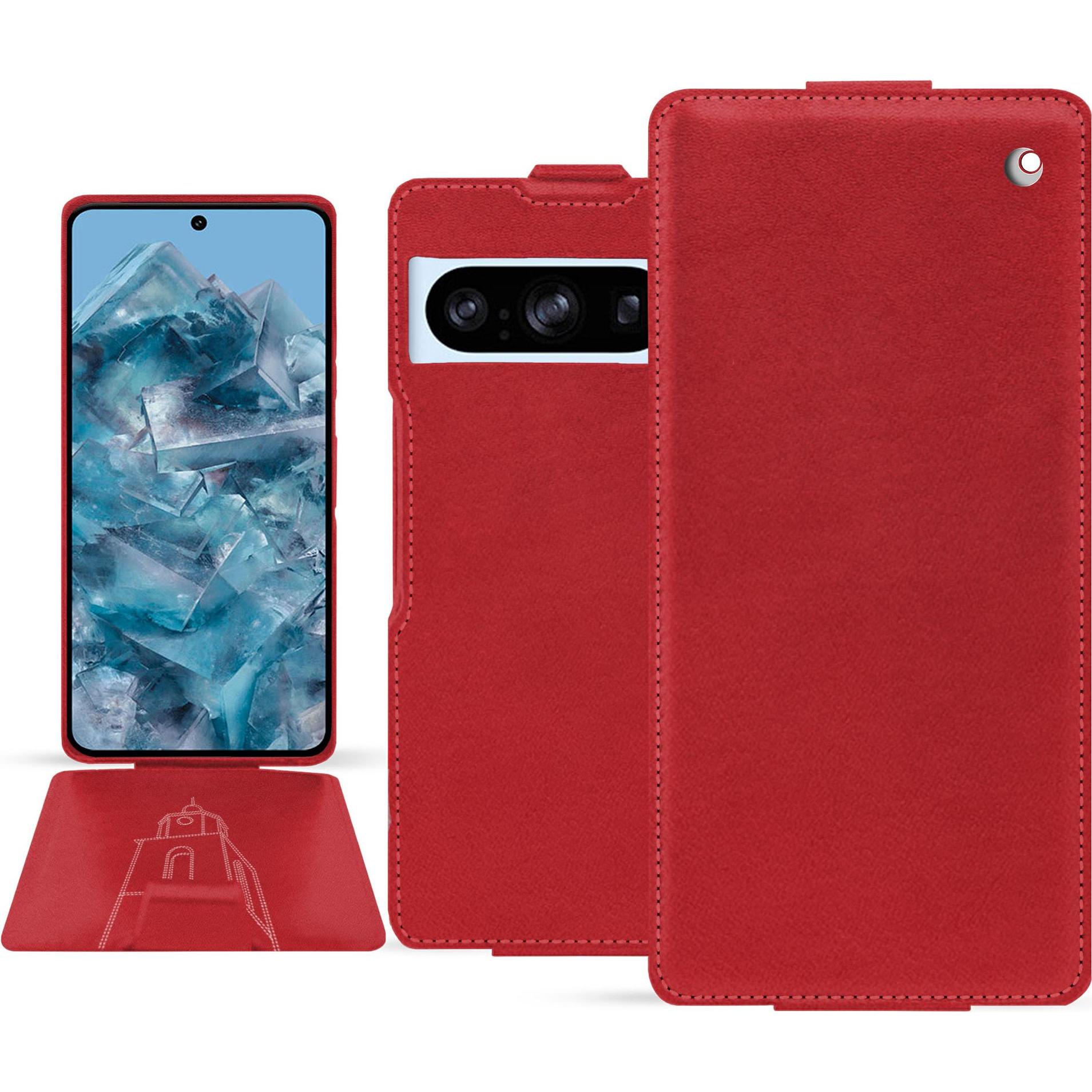 Noreve Lederschutzhülle vertikal (Google Pixel 8 Pro), Smartphone Hülle, Rot