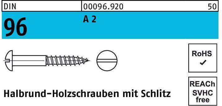 Produktbild Holzschraube DIN 96 Halbrundkopf Schlitz 3,5 x 35 A 2 (200 Schrauben pro Stück)