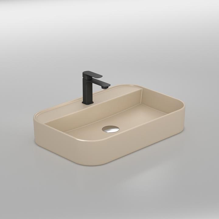 Emke Aufsatzwaschbecken, 40 x 60 x 11 cm, Keramik, Rechteck, Abgerundete Ecken R, Mattbeige (600 mm)
