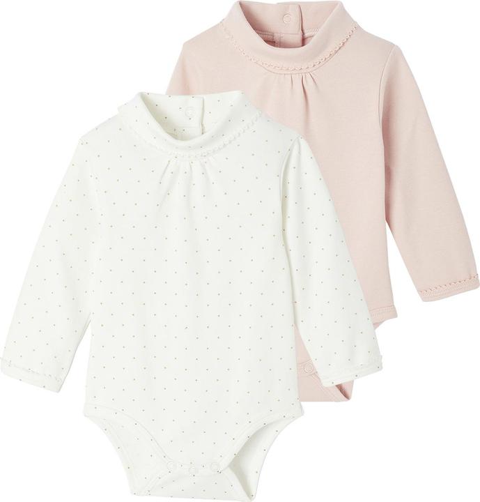 Vertbaudet 2er-Pack Baby Bodys mit Rollkragen und langen Ärmeln