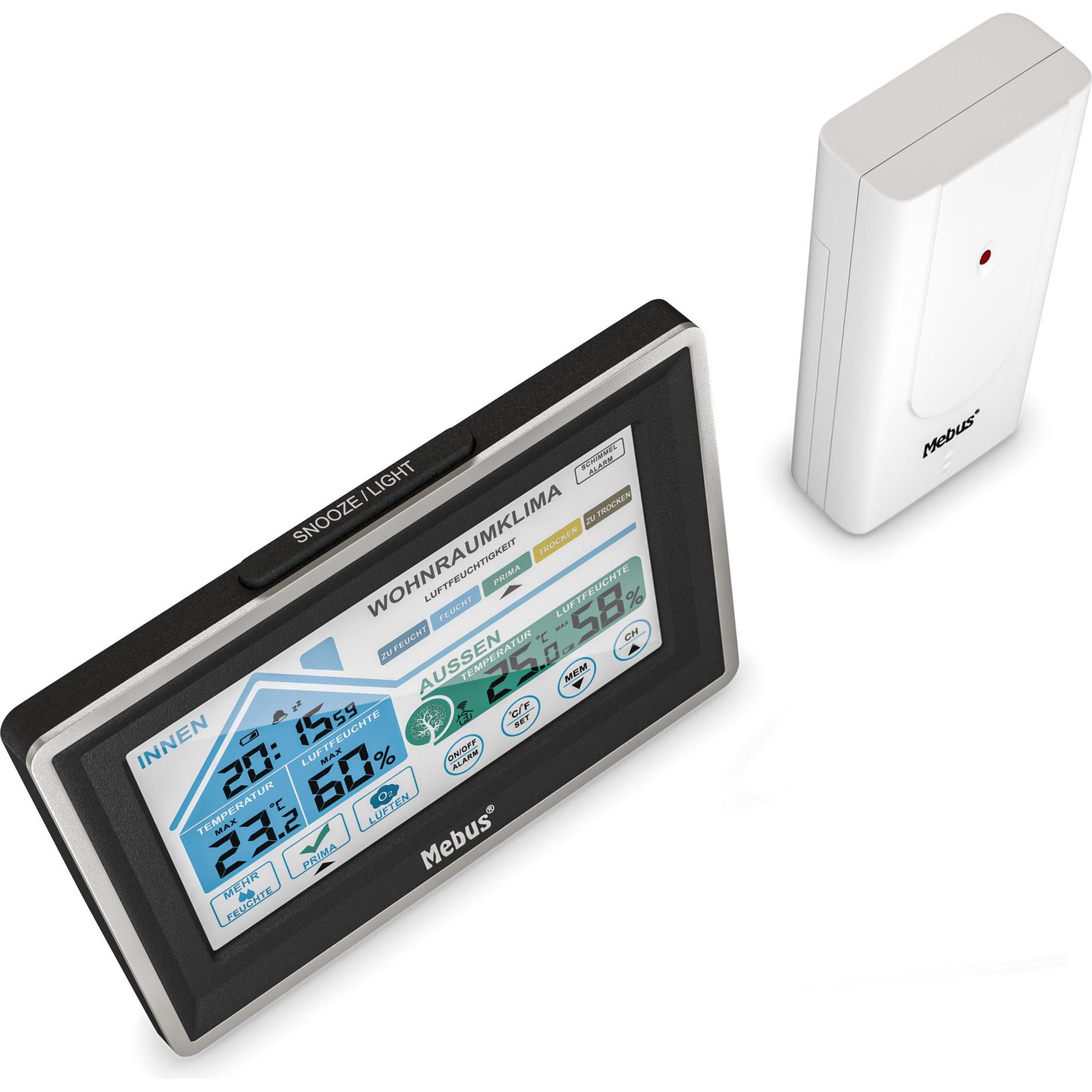 Thumbnail - Mebus 01026 Funk-Wetterstation, Wetterstation, Schwarz, Weiss