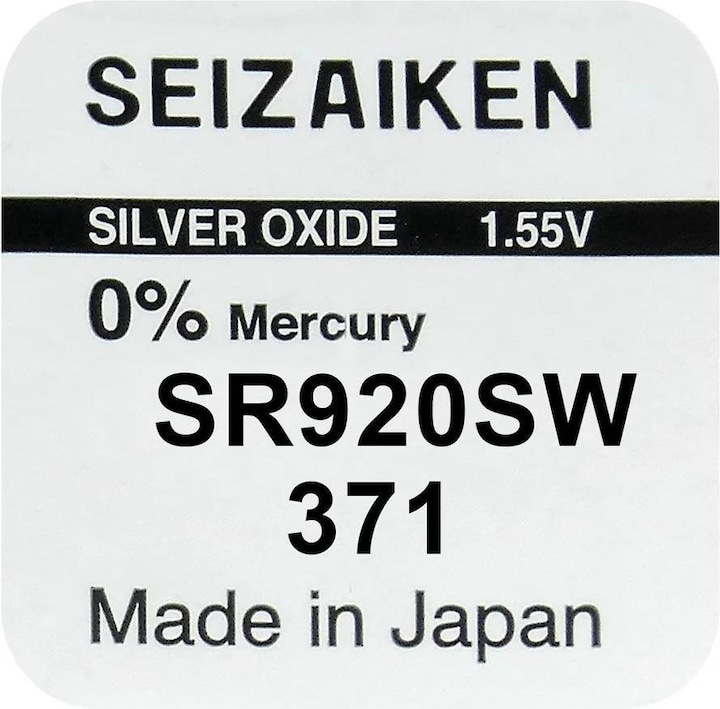 Nutritional values and ingredients Seiko 371 / SR920SW - 10 button cells (10 pcs., 46 mAh)