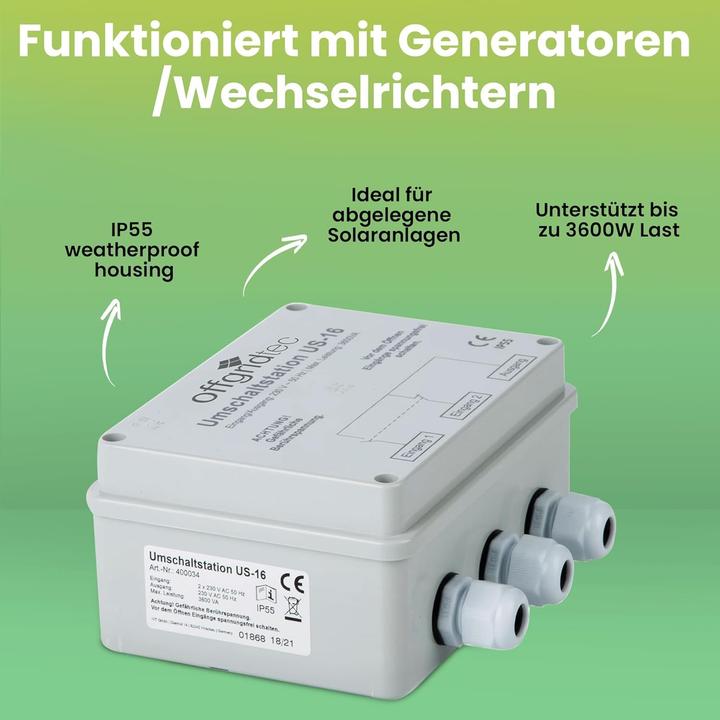 Actual product image Offgridtec Changeover station for mains priority circuit US-16