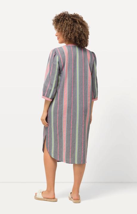 Actual product image Ulla Popken Pastel Striped 3/4 Sleeve V-Neck Kaftan (46, 48)
