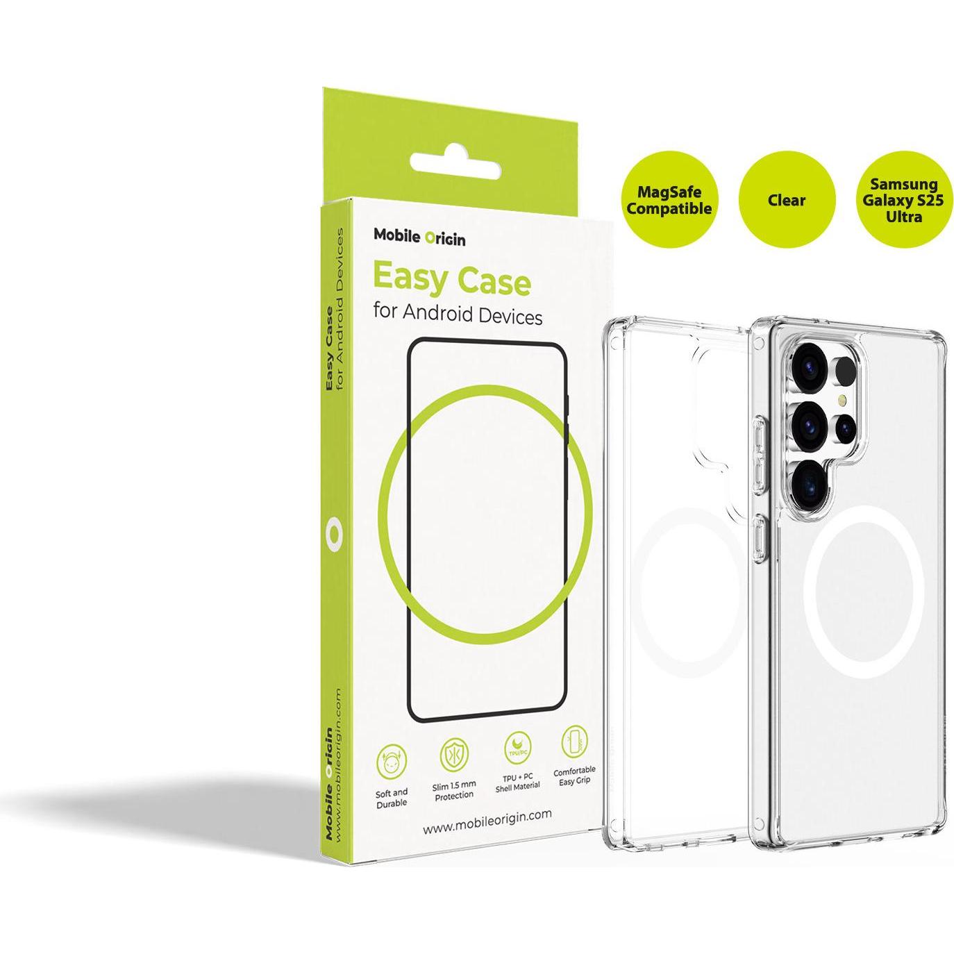 Mobile Origin Easy Case, MagSafe, Clear - Samsung Galaxy S25 Ultra (Samsung Galaxy S25 Ultra), Cover smartphone, Trasparente