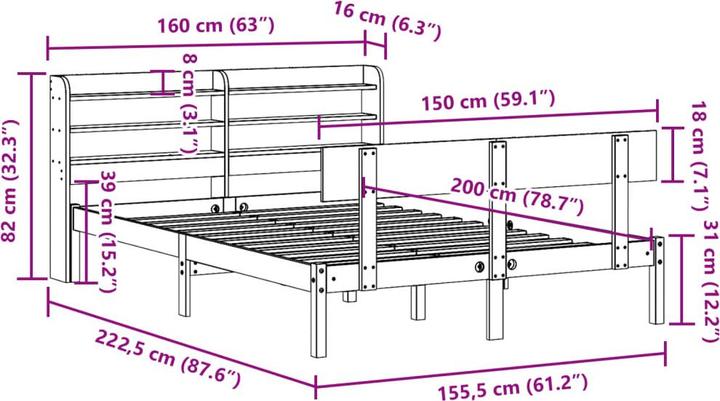 Image du produit vidaXL Bettrahmen (150 x 200 cm)