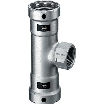 Viega, Rohrverbindungstechnik, Megapress T-Stück 1 "x3/4 "x1" aus unlegiertem Stahl mit Zink/Nickel-Beschichtung, mit Dr...