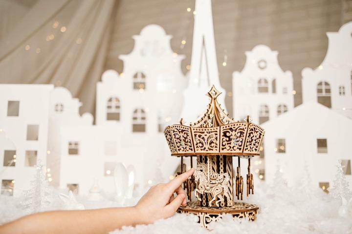 Actual product image Wood Trick Paris Carousel - 3D wooden construction kit