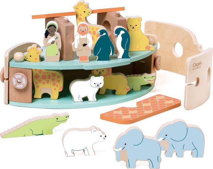 Actual product image Classic World Noah's Ark" wooden boat building set with animals, 16d