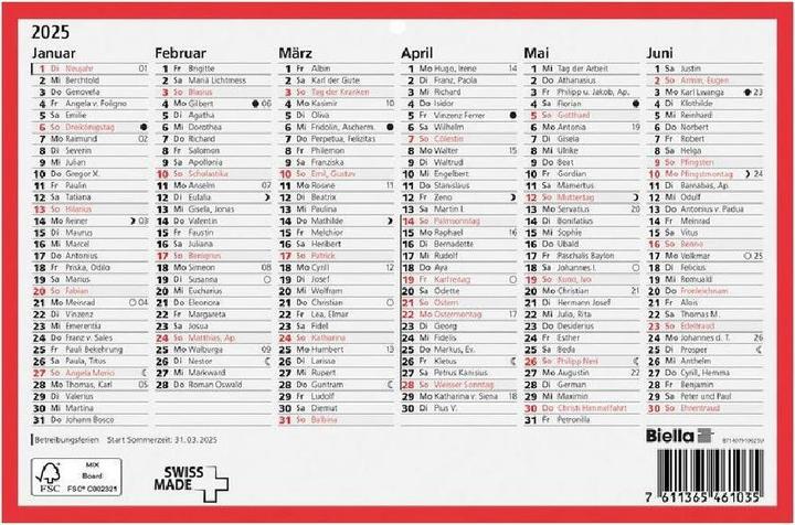 Image du produit Biella Calendrier tableau (22,5 x 15,5 cm)