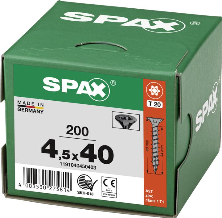 Produktbild Spax Senkmultikopf T-Star Plus T20 Vollgewinde Schwarz Verzinkt (200 Schrauben pro Stück)