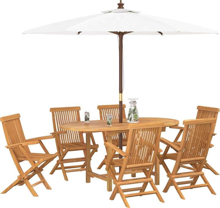 Actual product image vidaXL 7-piece garden dining set made of solid teak wood (160 x 80 x 75 cm)