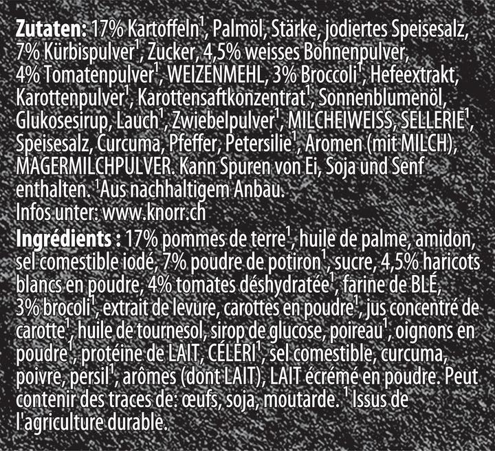 Nährwerte und Zutaten Knorr Suprême Gemüsesuppe mit Broccoliröschen, Beutel Suppe mit Broccoli, einfach zubereitet