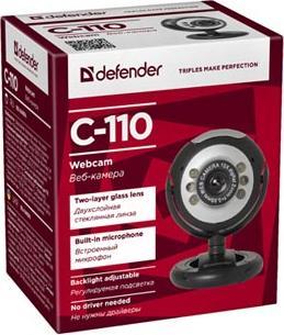 Actual product image Defender Web-cam C-110 0.3MP backlight photo button (0.30 Mpx)
