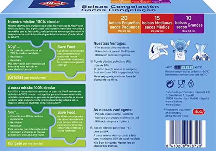 Actual product image Albal Reusable bags for food freezer 45 pieces (45x)