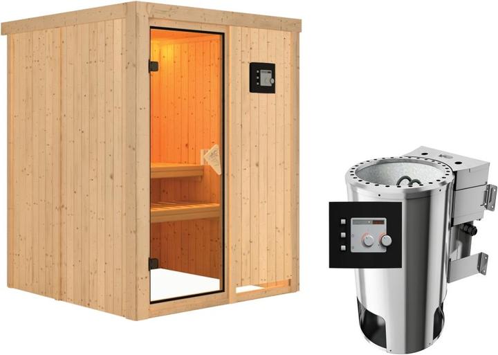 Actual product image Karibu Minja without roof rim (Plug & Play 3,6 KW - Bio external control)