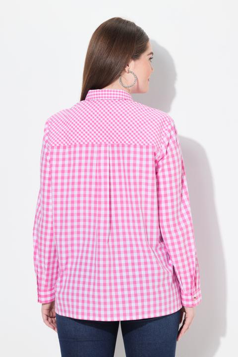 Immagine prodotto Ulla Popken Blusa a quadri in tradizionale stile Tracht con collo da camicia, maniche lunghe e linguetta (54)