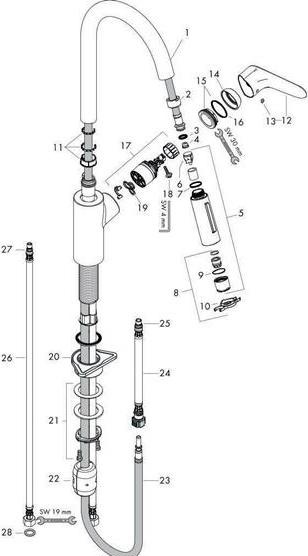 Produktbild hansgrohe Focus M41 Einhebel-Küchenarmatur 240, Ausziehbrause, 2 Strahlarten