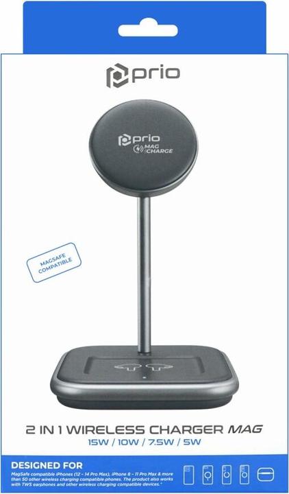 Actual product image prio 15W 2 in 1 Wireless Charger MAG (USB C) black (15 W)