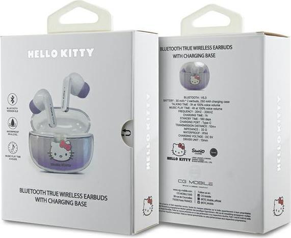 Actual product image Hello Kitty słuchawki Bluetooth HKTWSHDGKEU TWS + stacja dokująca fioletowy/purple Gradient Electrop