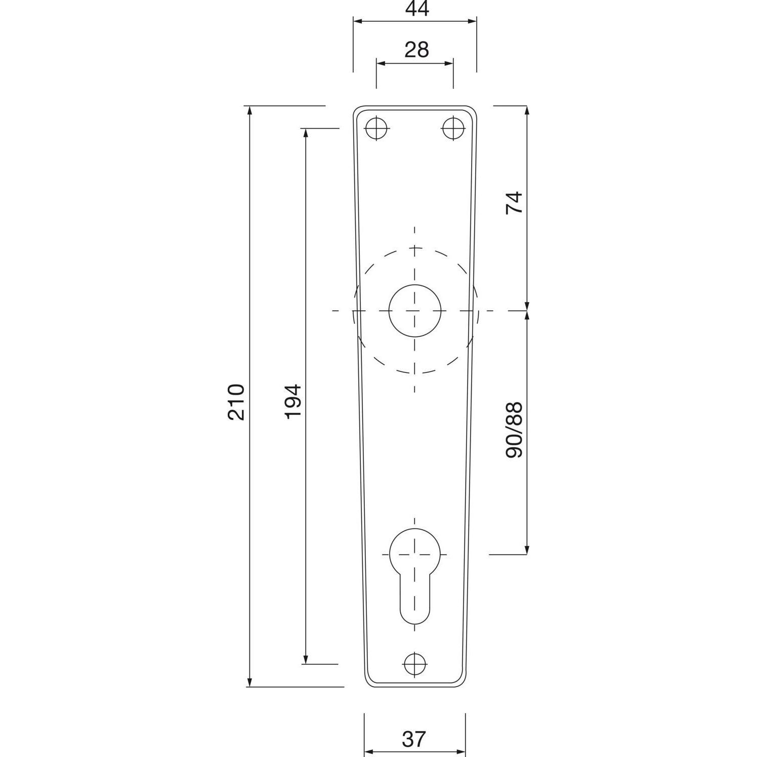 Thumbnail - Grundmann, Türgriff + Fenstergriff, Türbeschlag WG 2000 Türgriff Innentür auf Schild WC 90 Aluminium neusilber (Türgriff...