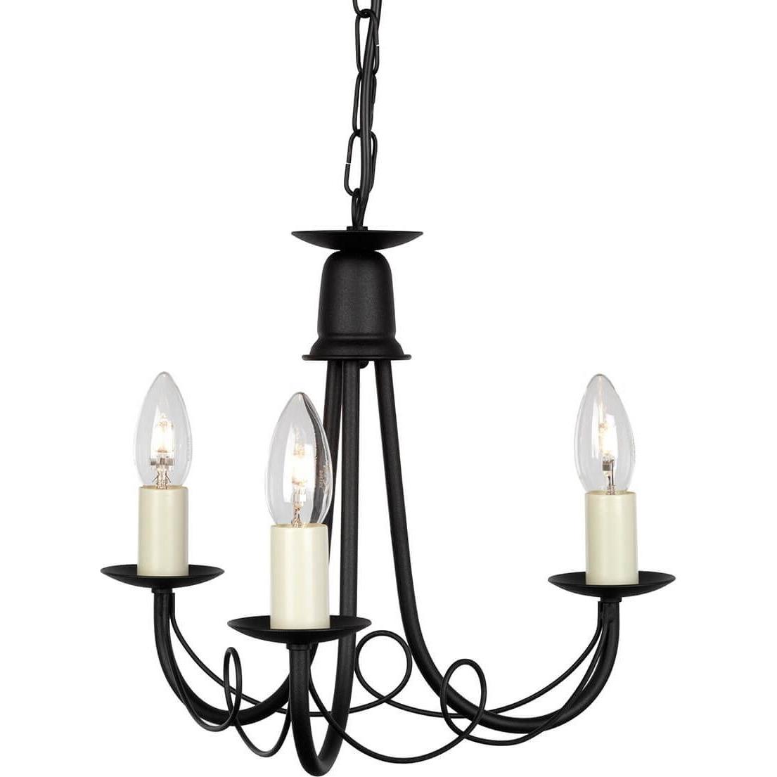 Elstead Lighting, Kronleuchter, Minster Kronleuchter E14 3-fach Schwarz, Made in UK (37 cm)