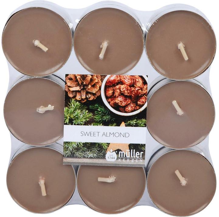 müller Kerzen Teelichter Maxi Sweet Almond, Braun, 18 Stück (18 pcs)