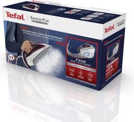 Actual product image Tefal EasyGliss Plus FV5714 Dry & Steam Iron Durilium Sole Bordeaux (2400 W, 190 g/min)
