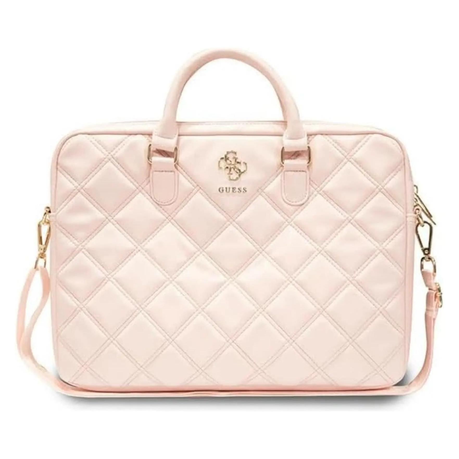 Guess Pu Grained 4G Metal Logo Computer Bag 15/16 - Pink (16"), Notebooktasche, Rosa, Pink