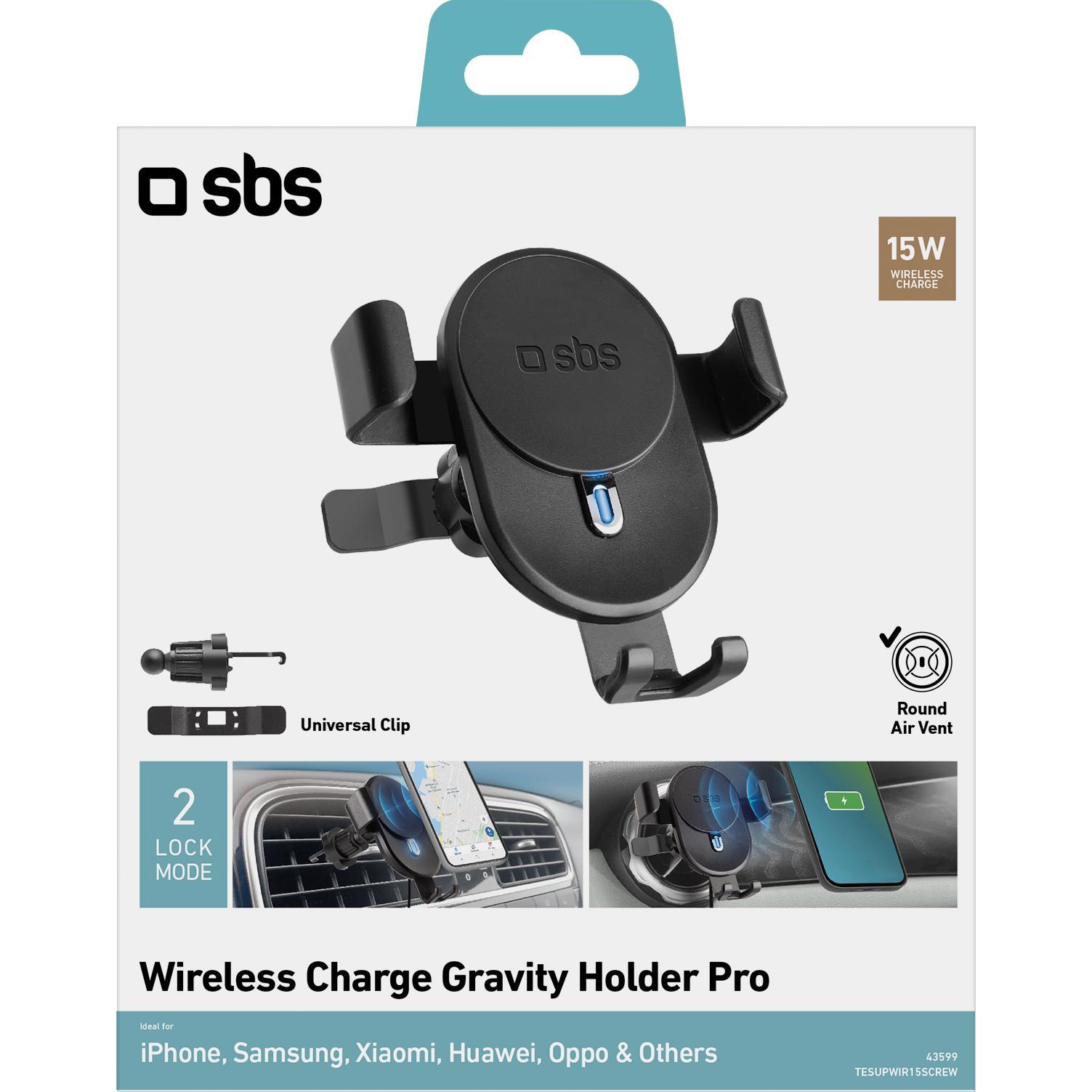 Thumbnail - SBS Holder with wireless charging 15w function and screw clip (schwarz), Smartphone Halterung, Schwarz