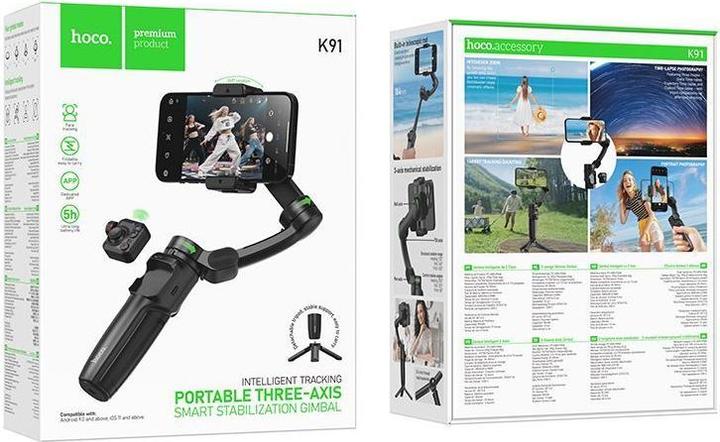 Produktbild Hoco Auto holder Gimbal with 3-axis stabilization and remote control K91 black (Smartphone)