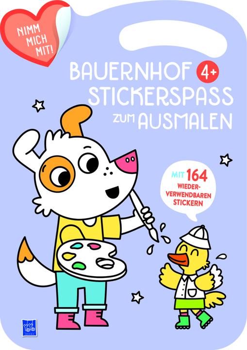 Bauernhof Stickerspass zum Ausmalen 4+ (Cover violett, Hund)