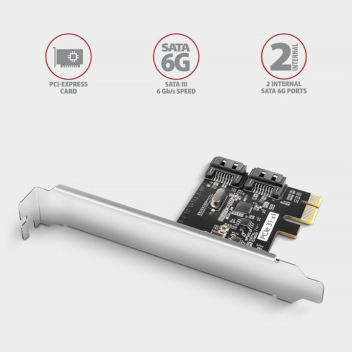 Produktbild Axagon PCES-SJ2 Kontroler PCIe 2x wewnętrzny port SATA 6G, chipset JMB582 SP & LP