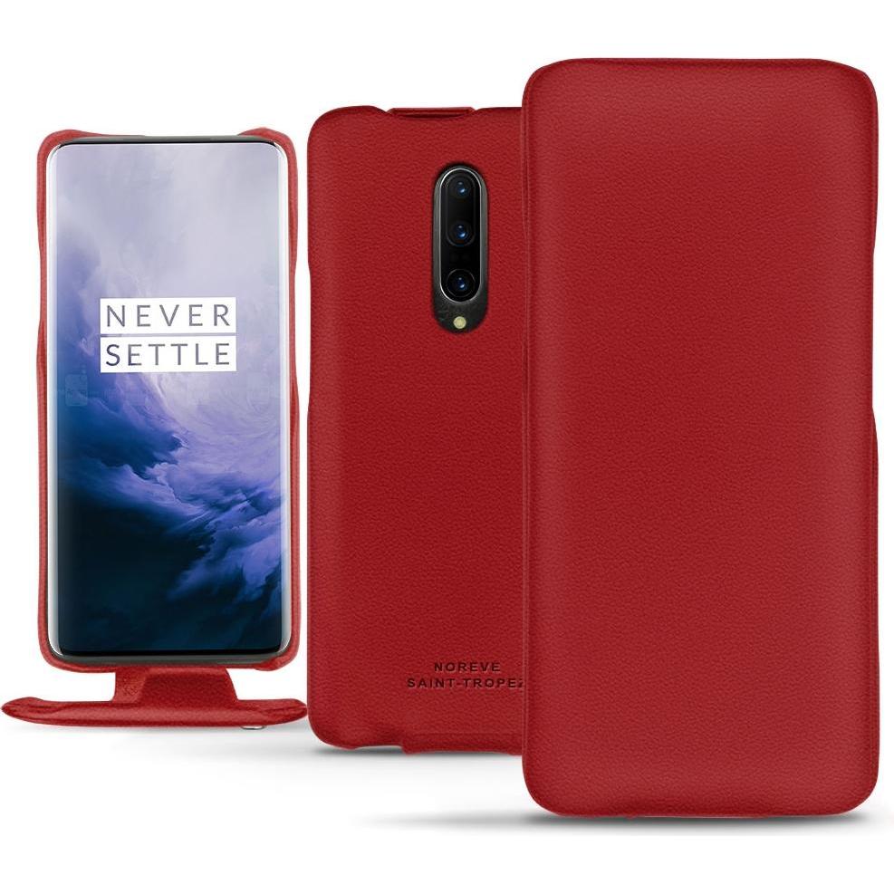 Noreve Lederschutzhülle vertikal (OnePlus 7 Pro), Smartphone Hülle, Rot